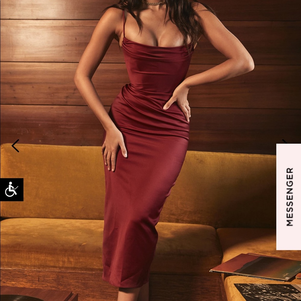 House of CB Dress Red Silk Satin Dress